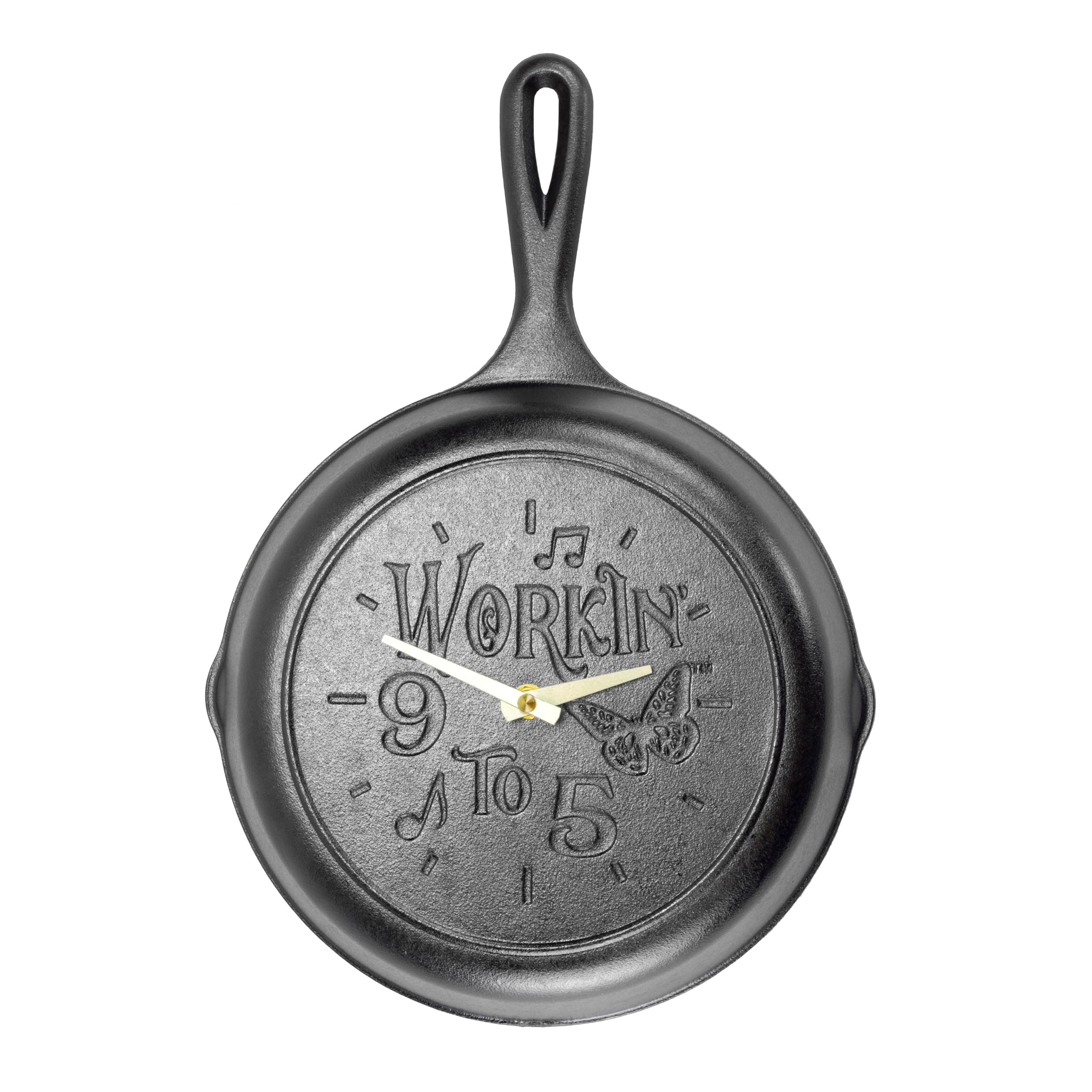 Photo 1 of Lodge 9 inch Skillet Clock Inspired by Dolly Parton hit Song 9 to 5" - for Decorative Use Only - Hand Wash, Collector's Piece, 1 AA Battery Required (not Included).