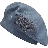 ZLYC Womens French Beret hat, Reversible Solid Color Mosaic Warm Beret Cap for Girls