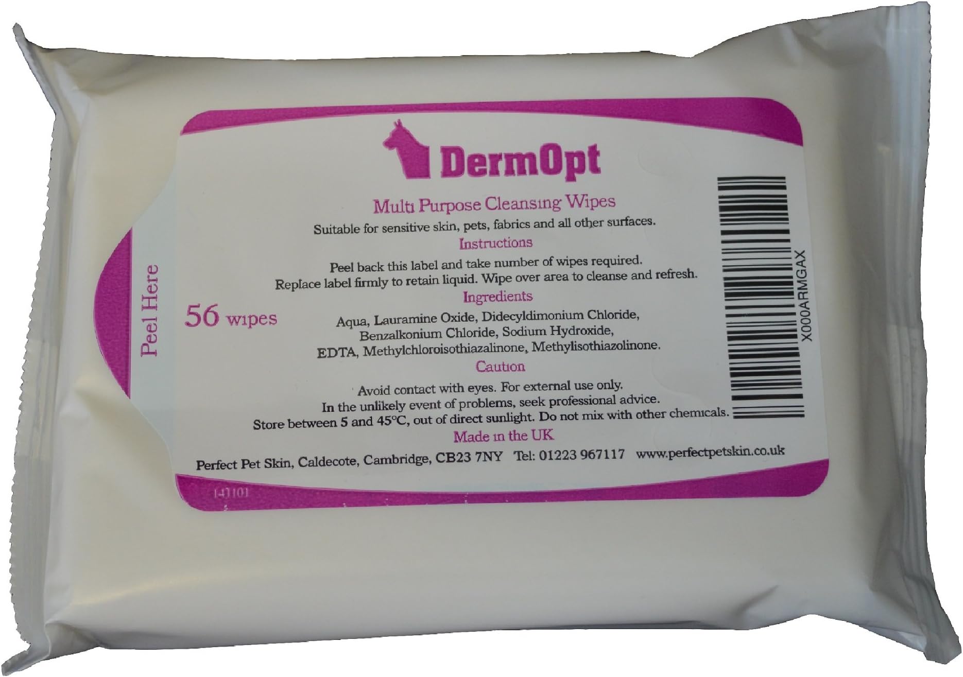 DermOpt® Multi Purpose Cleansing Wipes - Great for Pets Dogs and Cats (56 pack)
