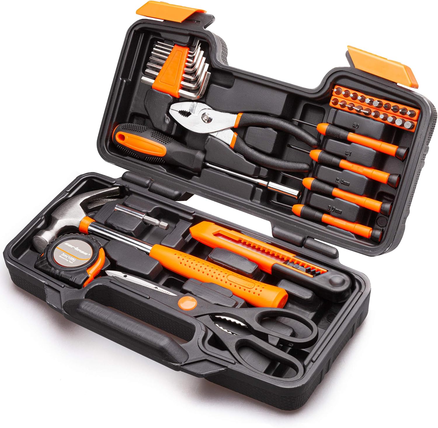 CARTMAN Orange 39-Piece Tool Set - General Household Hand Tool Kit with Plastic Toolbox Storage Case: Automotive