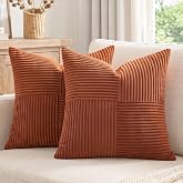 Fancy Homi 2 Packs Rust Boho Decorative Throw Pillow Covers 18x18 Inch for Couch Bed Sofa, Farmhouse Fall Home Decor, Soft Co