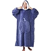 Wearable Blanket Hoodie for Women and Men, Soft Pumpkin Hooded Blanket for Home Lounge