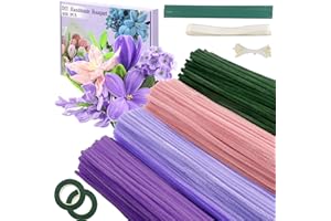 400 Pcs Pipe Cleaners Craft,4 Assorted Colors Pipe Cleaners Bulk, Chenille Stems for DIY Flower Making Kit with Floral Wires,