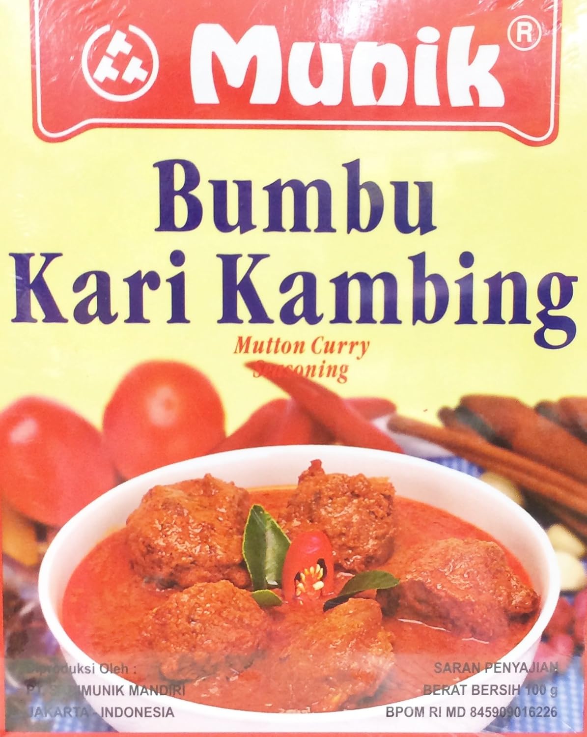2 X 100g Munik Indonesia S Finest Instant Seasoning Paste Bumbu Kari Kambing Mutton Curry Grocery Gourmet Food Amazon Com