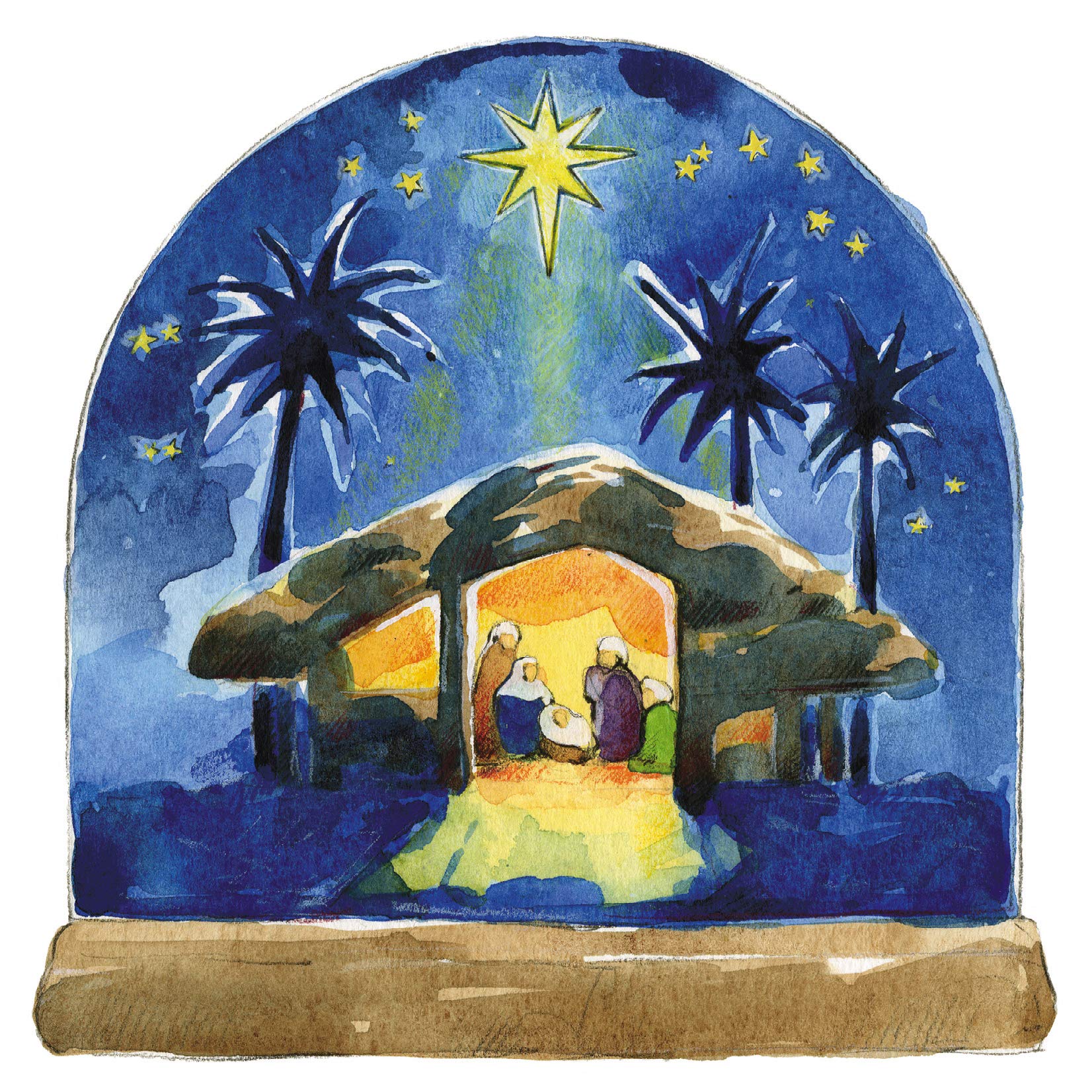 Pack of 6 Charity Christmas Cards (MED-CHMT0080) - Nativity Snowglobe - 6 Cards of 1 Design From Medici