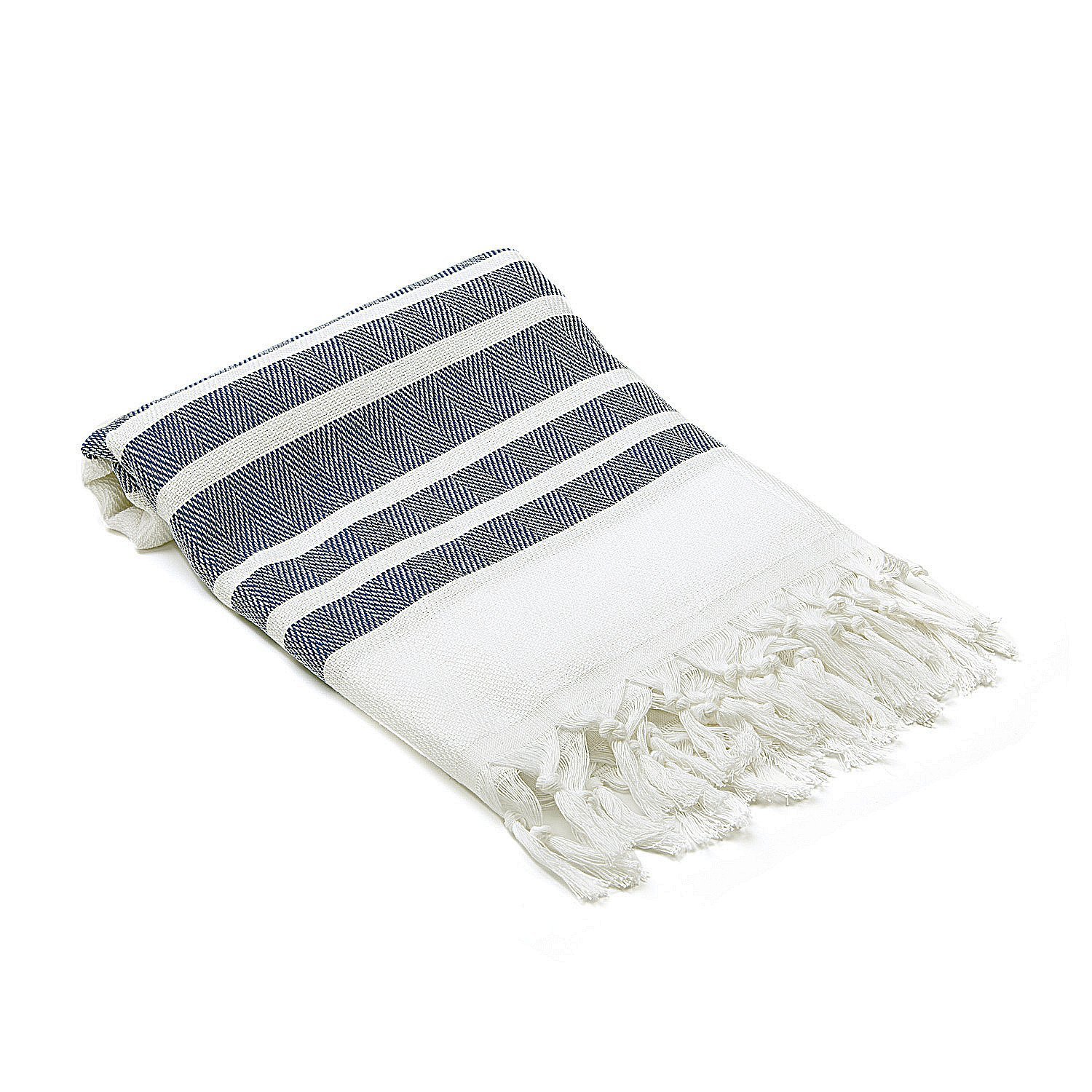 Olive&Linen Herringbone Turkish Hand/Kitchen Towel, Navy