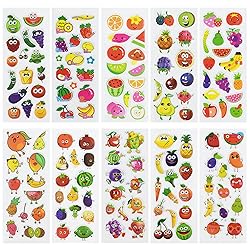 24 Sheets(350+) Fruit 3D Puffy Stickers for