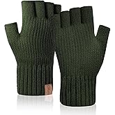 Oliumt Winter Fingerless Gloves for Men Women,Warm Knitted Half Finger Gloves Driving Working Biking for Cold Weather