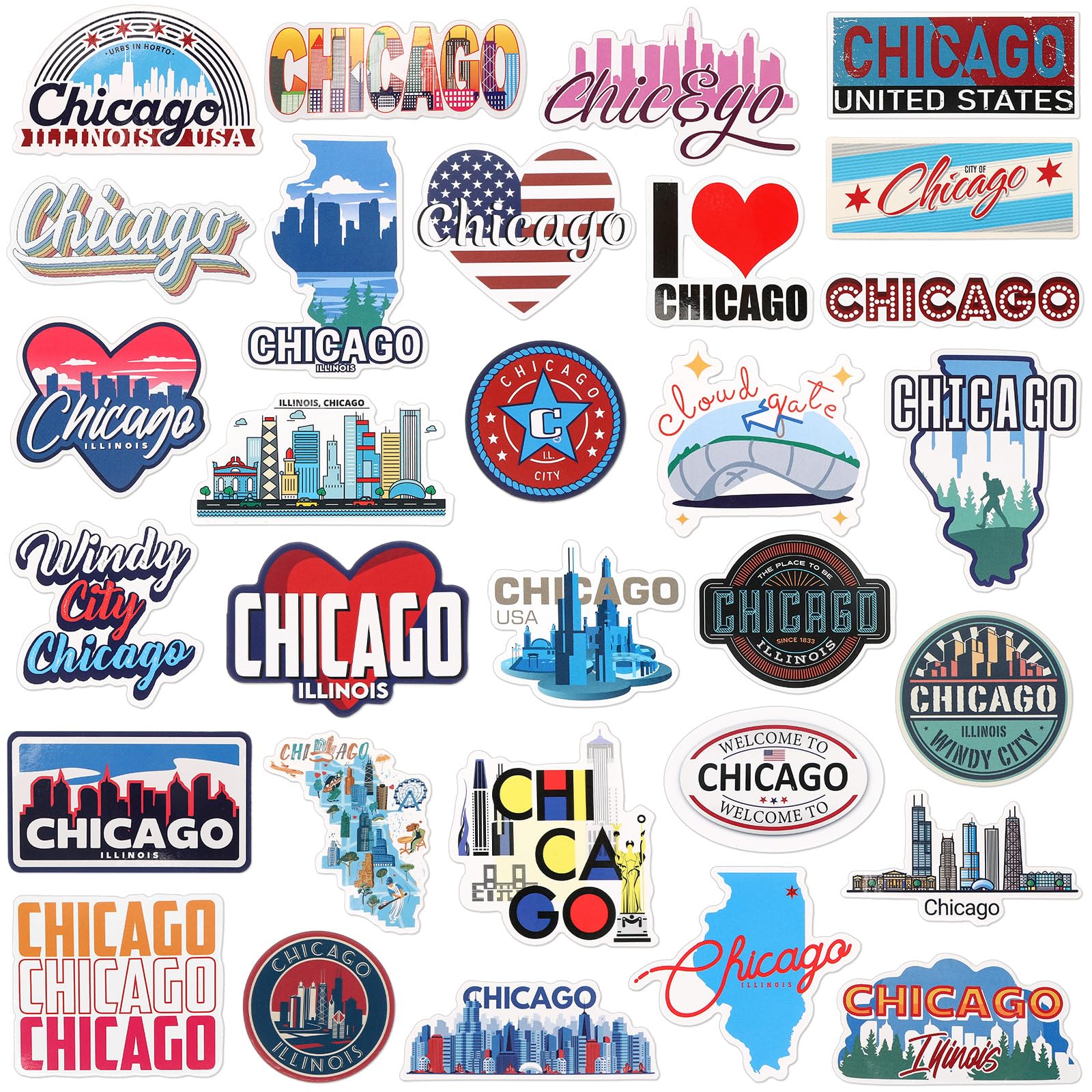 Photo 1 of Konohan 30 Pcs Chicago Souvenirs Gifts Chicago Magnet for Refrigerator City Magnetic Refrigerator Stickers for Home Decoration