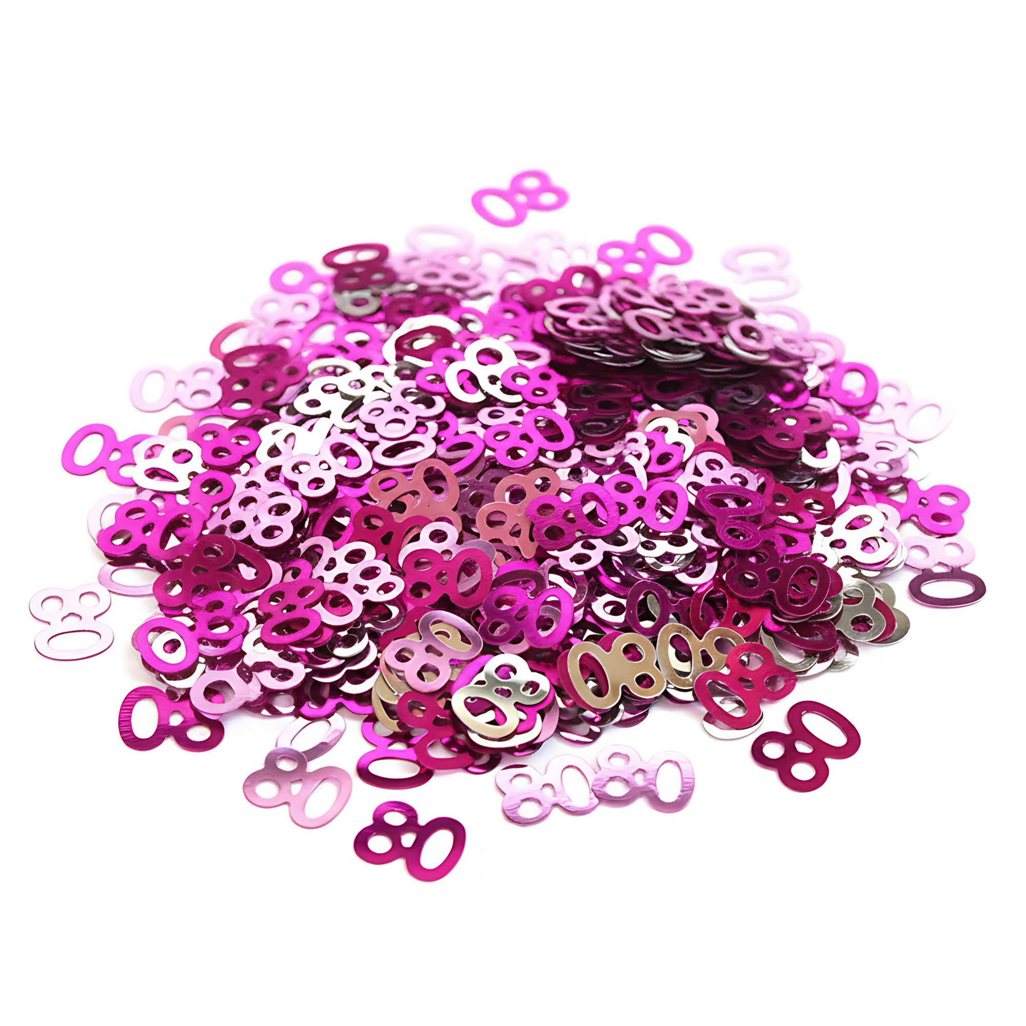 14g Pink & Silver 80th Birthday Confetti Foil Metallic Glitz Table Scatter Sprinkles Age Bday Party Decorations