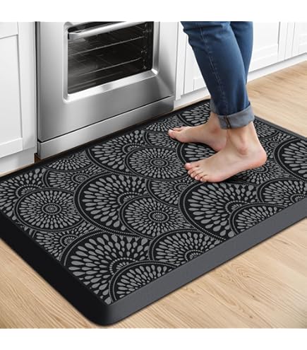 Tititex Dark Grey Anti-Fatigue Kitchen Mat - 17.3x28 Inch, 0.47 Inch Thick Cushioned Non-Slip Waterproof Standing Desk Comfort Rug For Home, Office, Laundry, Sink