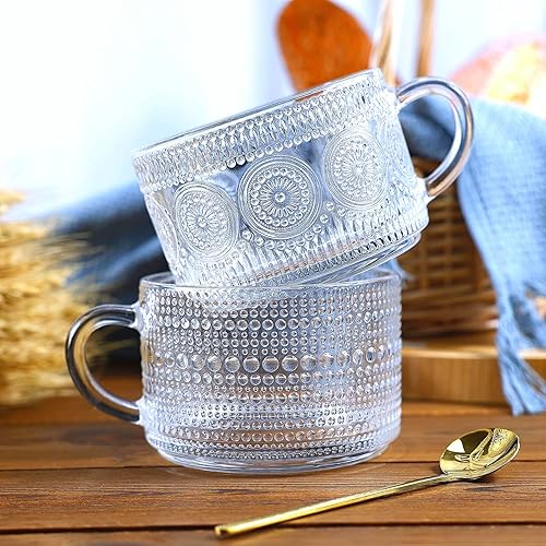 Pcs Vintage Glass Coffee Mugs, Overnight Oats Containers with