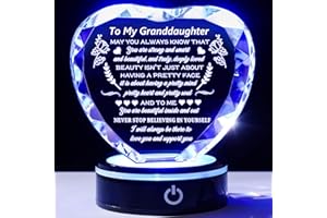 YWHL Granddaughter Gift from Grandma - Valentine, Christmas, Birthday, Wedding Day, Back to School - Heart Crystal Keepsake f