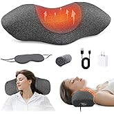 Qirelle Rechargeable Neck Massager with Heat & Vibration, Deep-Tissue Shoulder and Head Massager, Ergonomic Massage Pillow for Neck Pain Relief, Cervical Support Hump Corrector, Neck Support Aid