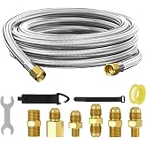 12 Feet 3/8" Propane Hose Extension, High Pressure Gas Line with Adapter | Upgraded Conversion Coupling 3/8" Flare to 1/2" Female NPT, 1/4" Male NPT, 3/8"Male Flare, for Heater, Dryer, Fire Pit, Grill