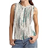 winkbay Women's Summer Button Front Sleeveless Blouses Dressy Casual Crew Neck Elegant Shirts