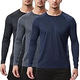Sumolux 3 Pack Long Sleeve Shirts for Men Moisture Wicking Quick Dry UPF SPF Sun Protection Workout T Shirts