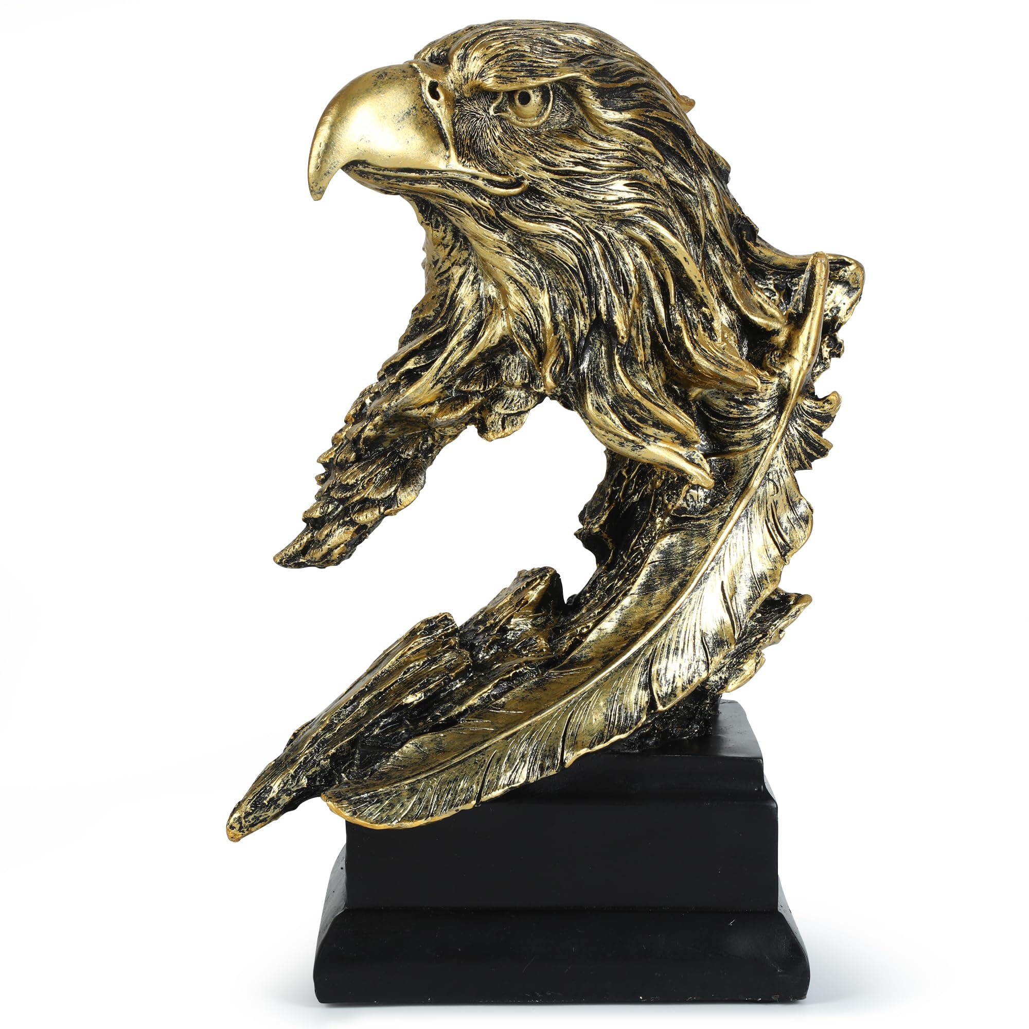 Photo 1 of H&W Golden Bald Eagle Figurines - The USA's National Emblem - Resin Statue Decoration for Home/Study/Living Room, Great Collectible Figurines, Best Gift for The Man, Golden (HH17-D4)