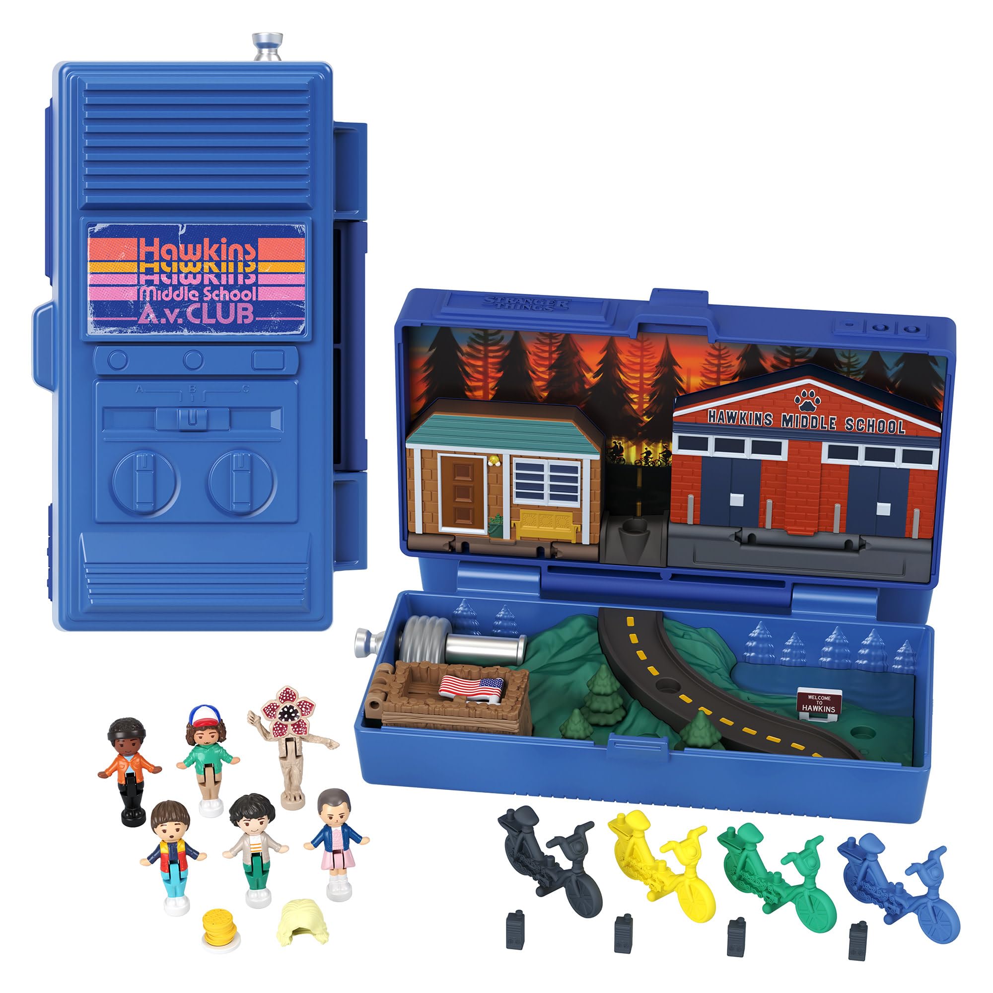 ​Polly Pocket Collector Playset, Stranger Things Compact with 6 Special Edition Character Dolls and 10 Accessories​​, HWP22