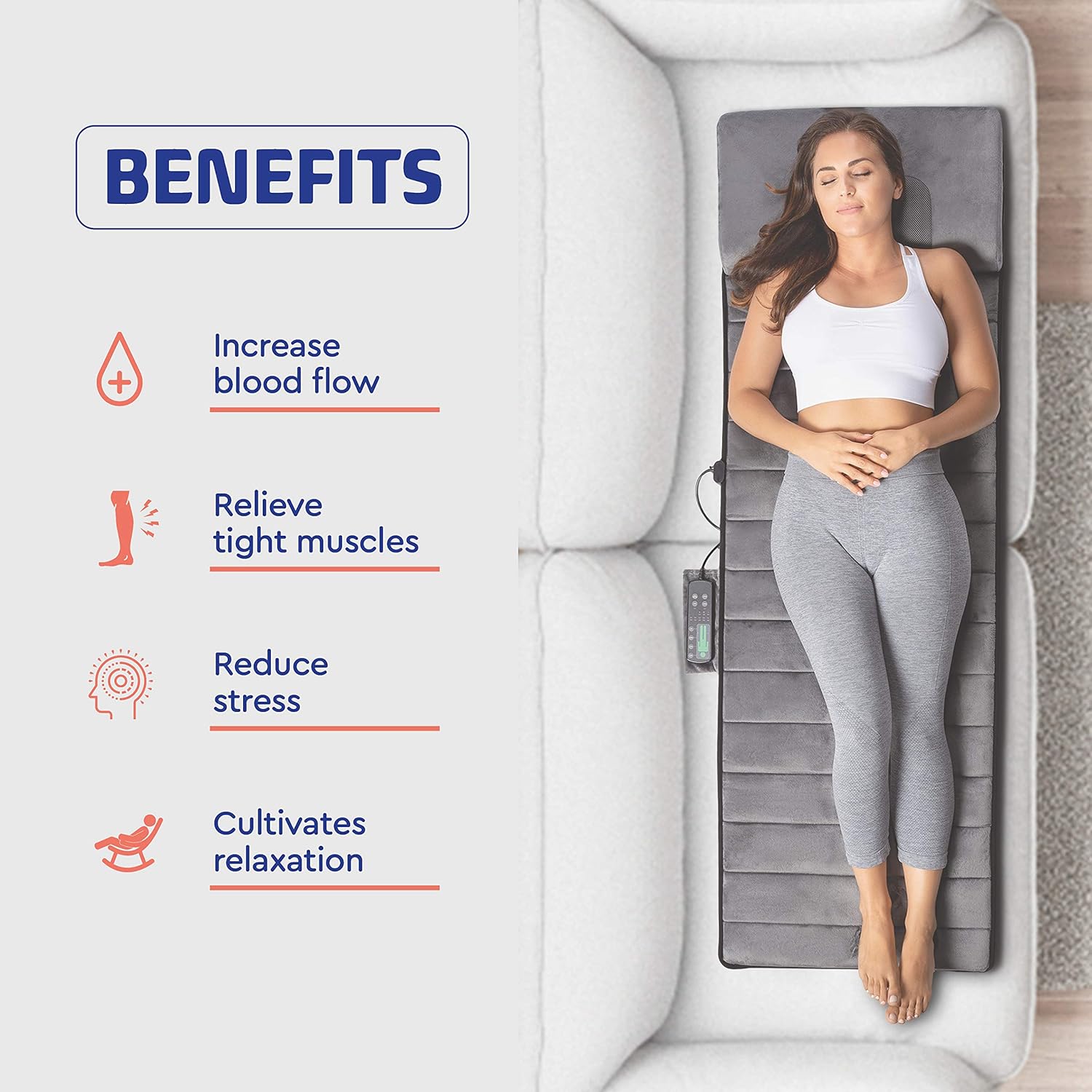 Full Body Vibrating Mat and Shiatsu Neck Massager - Warming Bed Vibrating Pad Cushion with 10 Vibrating Motors - Warming Shiatsu Pillow Massager - Relieves Stress, Tensions from Shoulder & Back Pain: Health & Personal Care