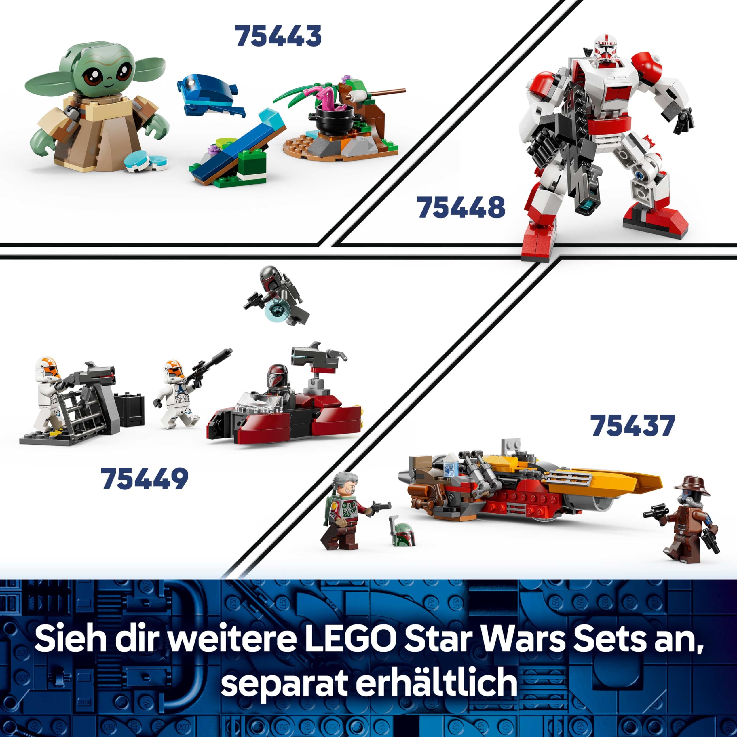 LEGO Star Wars Der Mandalorianer und Grogu auf ihrem Speeder Bike - Set mit Fahrzeug und 2 Star Wars Figuren für Actionabenteuer - Geschenk für Kinder ab 6 Jahren - 75436 7