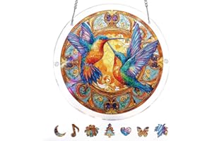 Kaayeewood Acrylic Puzzle for Adult, Colorful Mountain Moon Sun Catchers Window Hanging Panel 83 Pieces Puzzle SunCatchers fo