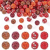 Sparkeads 100 Pcs Polymer Clay Rhinestone Beads Disco Ball Beads 10mm Round Bead Shiny Crystal Clay Pave Diamond Rhinestones Bead for Bracelet Necklace Earring DIY Jewelry Making Party Decor,Red