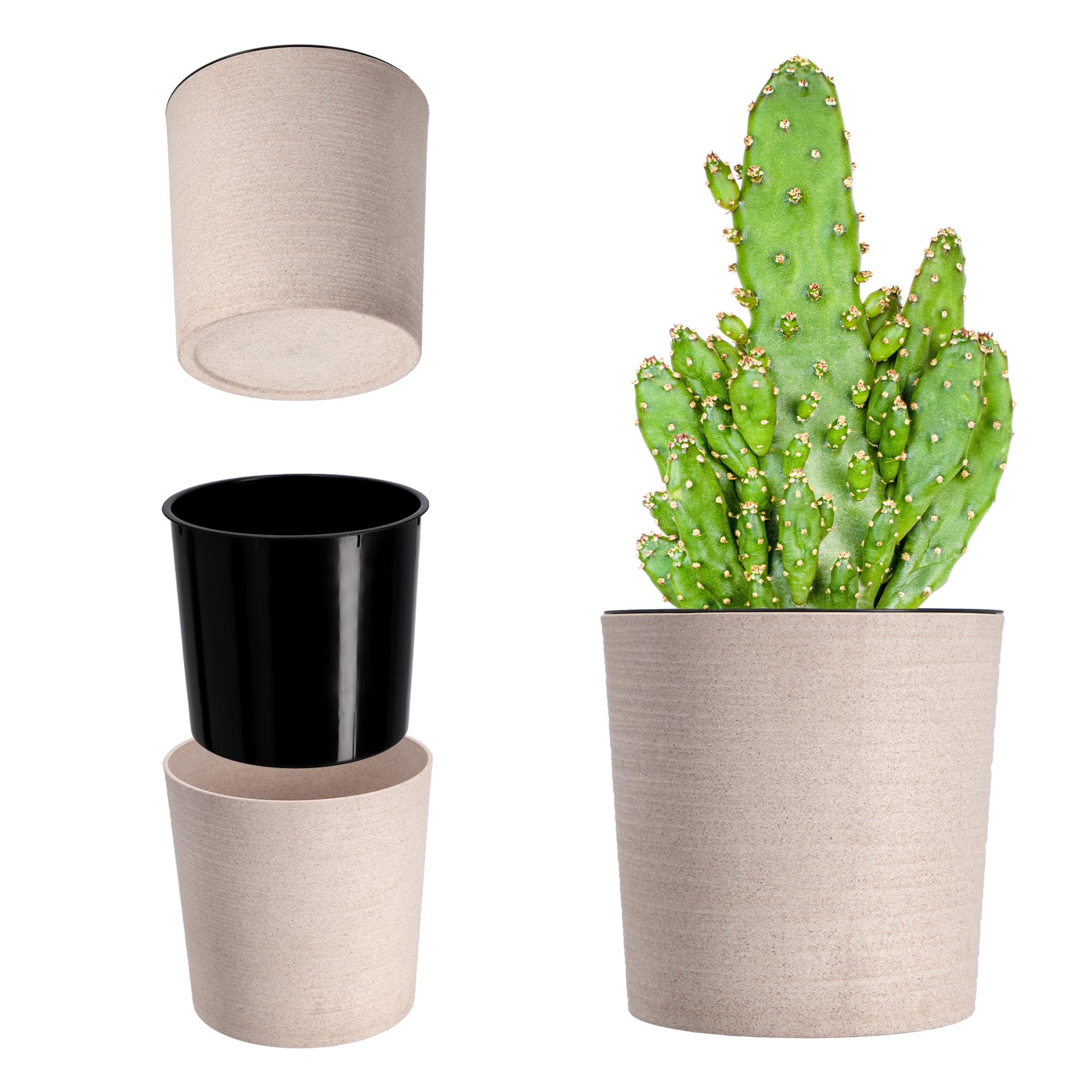 KADAX Flower Pot, Eco-Friendly Planter Made of Recycled Wood Shavings, Durable Plant Pot with Insert for Houseplants (⌀ 19 cm, Cream)