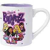 Silver Buffalo Bratz Glitter Ceramic Mug Featuring Cloe, Jade, Sasha, and Yasmin, 14 Ounces