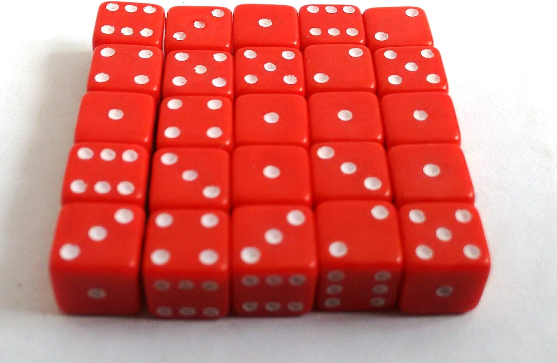 Opaque Red 7mm D6 x25 Dice