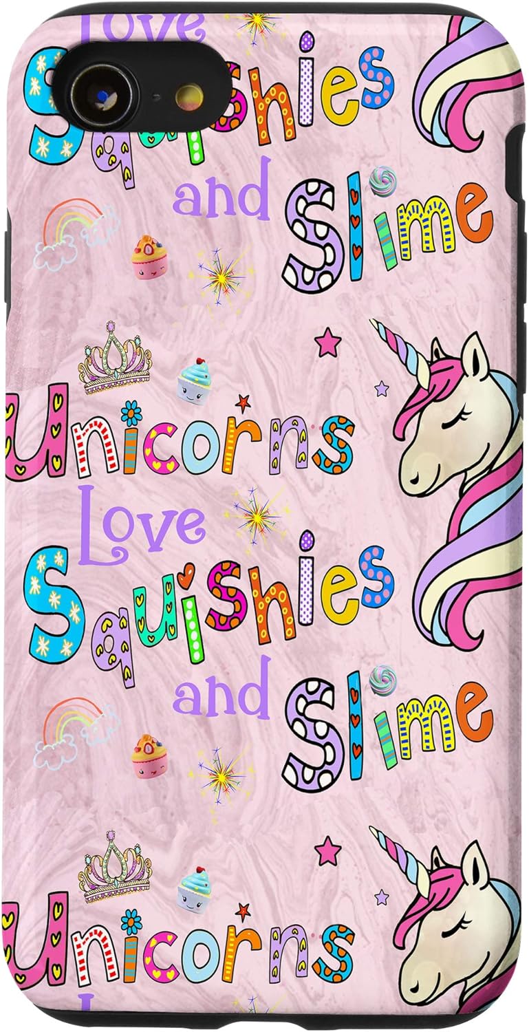 iPhone SE (2020) / 7 / 8 Unicorns Love SQUISHIES & SLIME Wish Fun Teens Girls - Pink Case