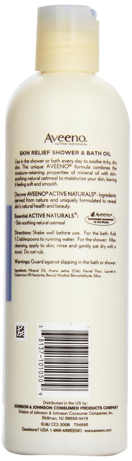 Aveeno Skin Relief Shower & Bath Oil, 10 Ounce (Pack of 3) : Bath And Shower Gels : Beauty