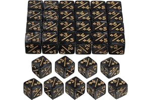 TOPPERFUN 24Pcs 1/+1 Token Dice Counter, 0.63in D6 Plus and Minus Dice Set, Acrylic Board Game Accessory, Compatible with MTG Counter, CCG, Card Games, Black