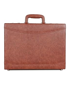 Leather Briefcase for Men | Hifly Pueblo Brown Faux Leather Expandable Stitched Over Style Briefcase Bag Cum Office File Bag with 3 Digit Combo Locking Features & Inner Mesh Pocket for Office Use