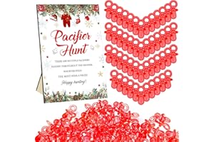Thyle 51 Pcs Santa Themed Baby Shower Games Pacifier Hunt Include Hunt Sign and 50 Acrylic Pacifiers a Santa Baby Is on the Way Party Decorations Christmas Theme Gender Reveal Gift Sets Party Decor