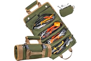 EWSNM Tool Bag, Tool Bags for Men, Heavy Duty Tool Organizer, Portable Roll Up Tool Bag Gifts For Him, Mechanic, Electrician and Hobbyist, Car Tool Roll Organizer -Green