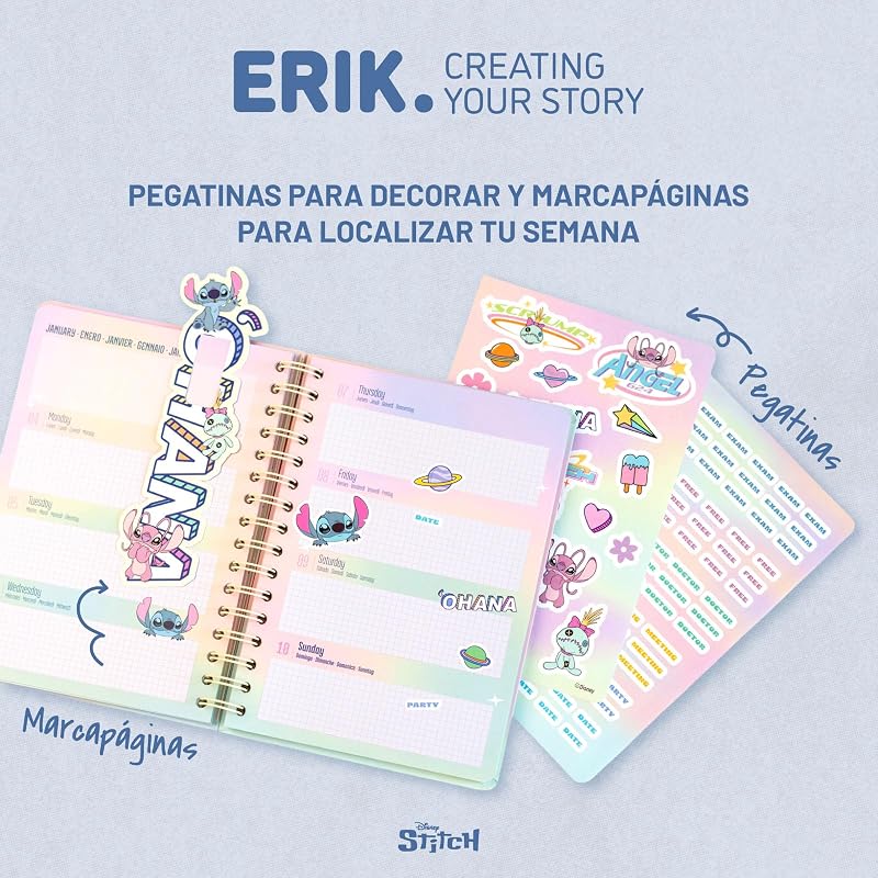 Agenda escolar 2026 2027 Stitch Semana Vista