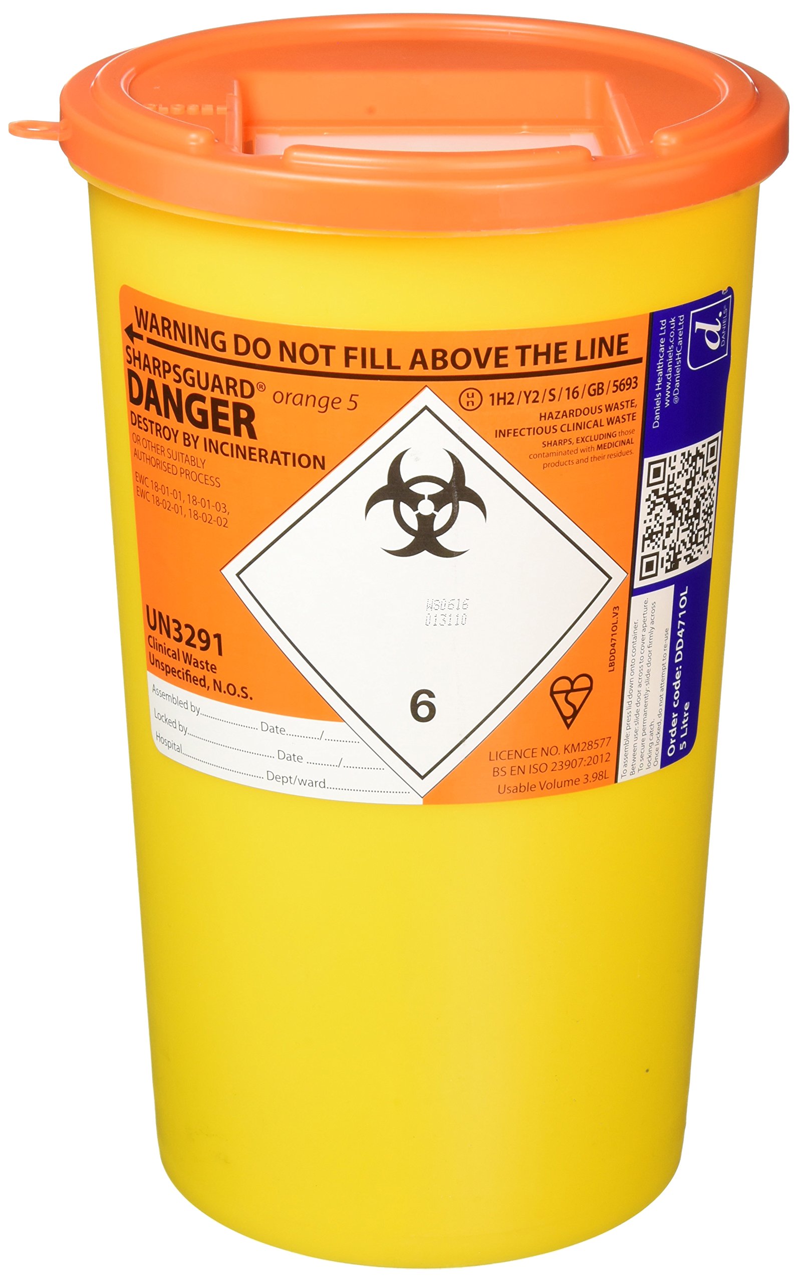 St John Ambulance F78022 Sharps Disposal Bin, 5 L