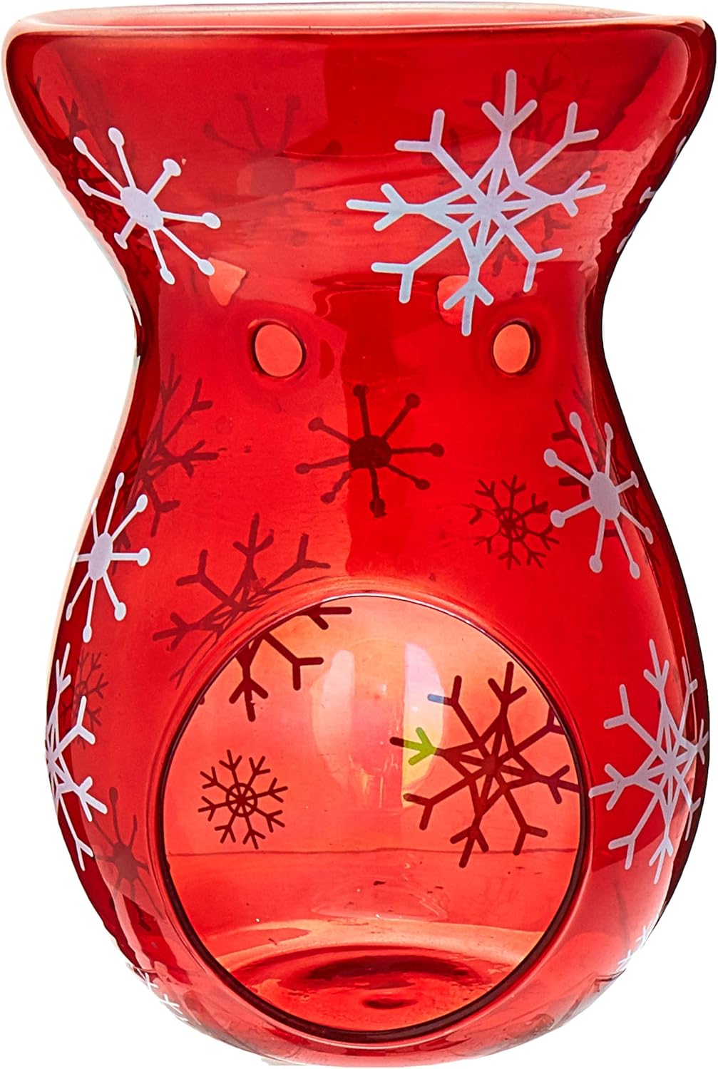 6 Inch Christmas Snowflake Patterned Red Tinted Glass Tealight Wax Warmer Pavilion Home Kitchen Accessories Brilliantpala Org