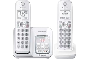 Panasonic DECT 6.0 Expandable Cordless Phone with Link-to-Cell, Answering Machine, Call Block, and Talking Caller ID - 2 Cord