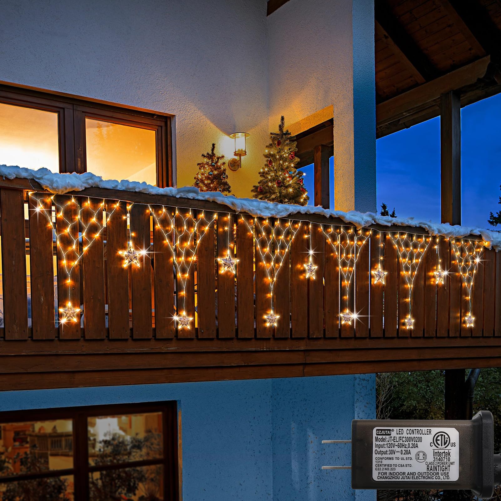 Photo 1 of Christmas Net Lights,196 LED 13.1x1.9Ft Waterproof Outdoor Christmas Lights Net Lights Mesh Lights Mains Powered Timer Built in LED Net Lights Holiday Decor for Balcony Fence Roof Railing Wall
