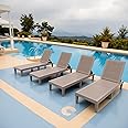 Greesum Outdoor Chaise Lounge Chair Set of 4 for Patio Poolside, Waterproof & Adjustable & Easy Assembly Sun Lounger for Outside Deck, Pool, Beach, Light Coffee
