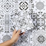 Hode Tile Stickers 24pc 15x15cm Moroccan Grey White PVC Waterproof Self Adhesive