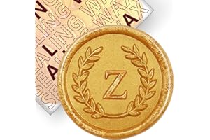 KANOO 50Pcs Gold Letter Z Adhesive Wax Seal Stickers, Hand-Made, No Need Seal Stamp, Tear and Use Wax Stickers for Wedding Invitations, Envelopes, Christmas Gift