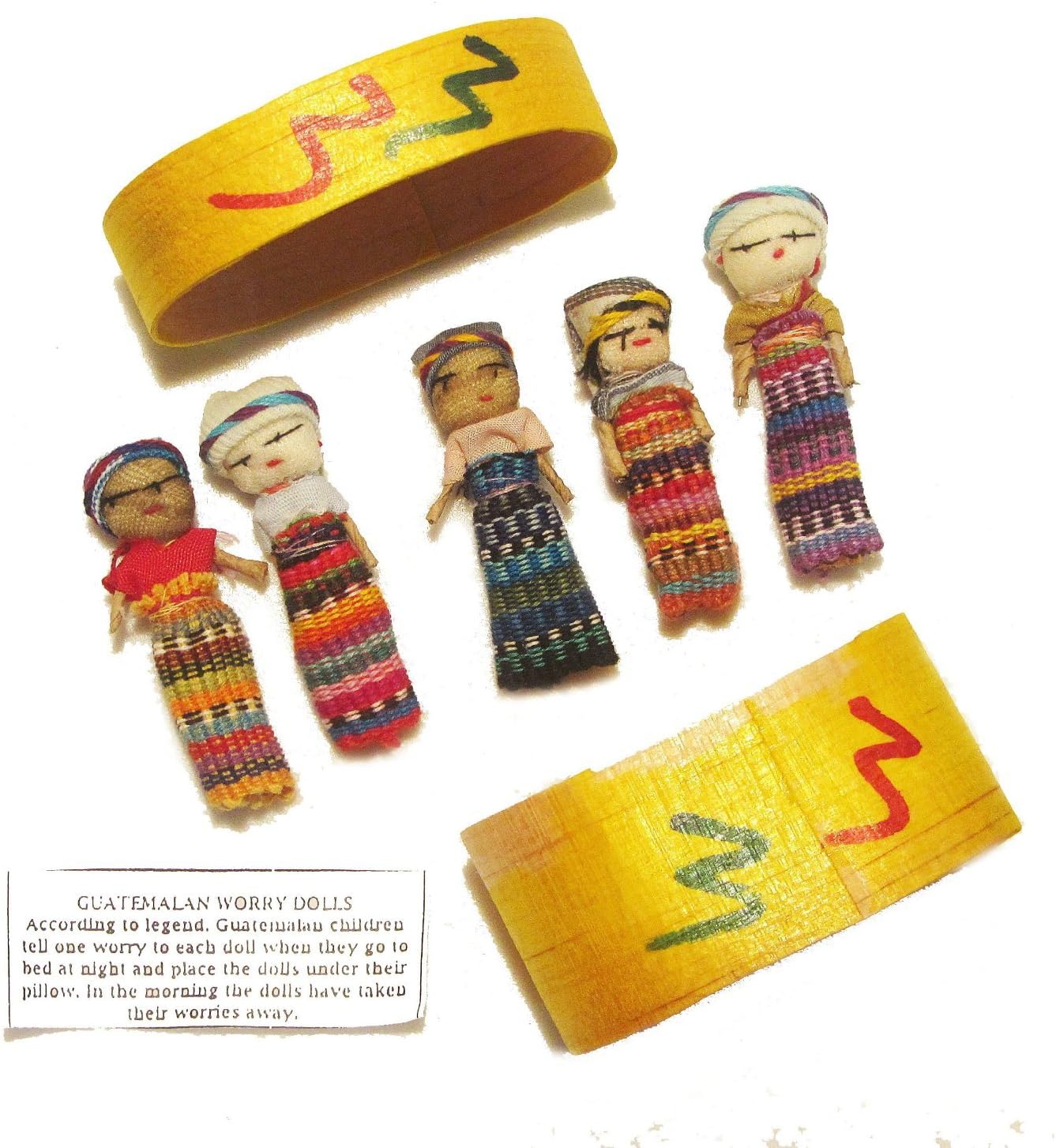 Five Large Worry Dolls in a Box