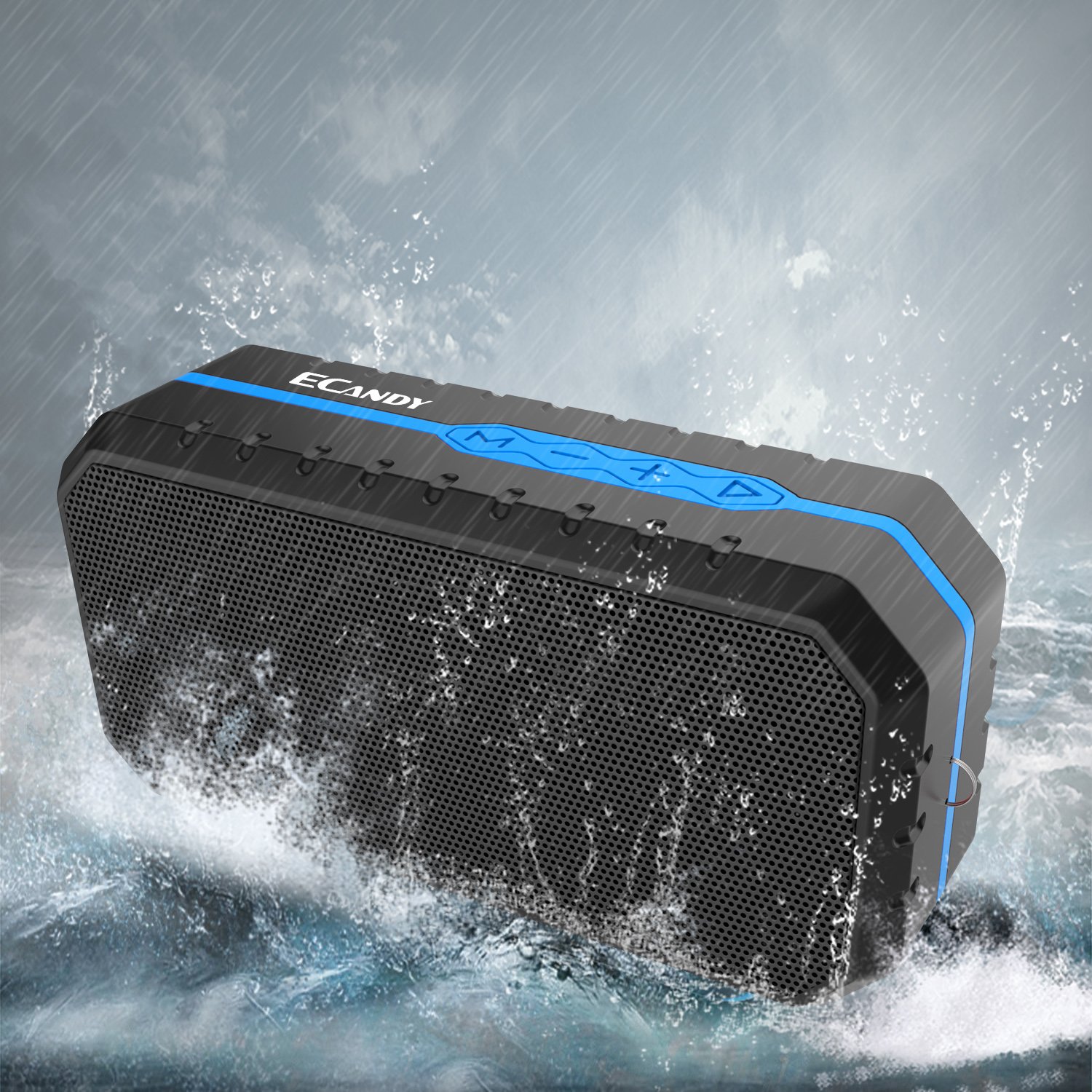 Ecandy Portable Bluetooth Stereo Speaker,Built-in Microphone for iPhone, iPod, iPad, Samsung, Echo, LG and others (Black/Blue)
