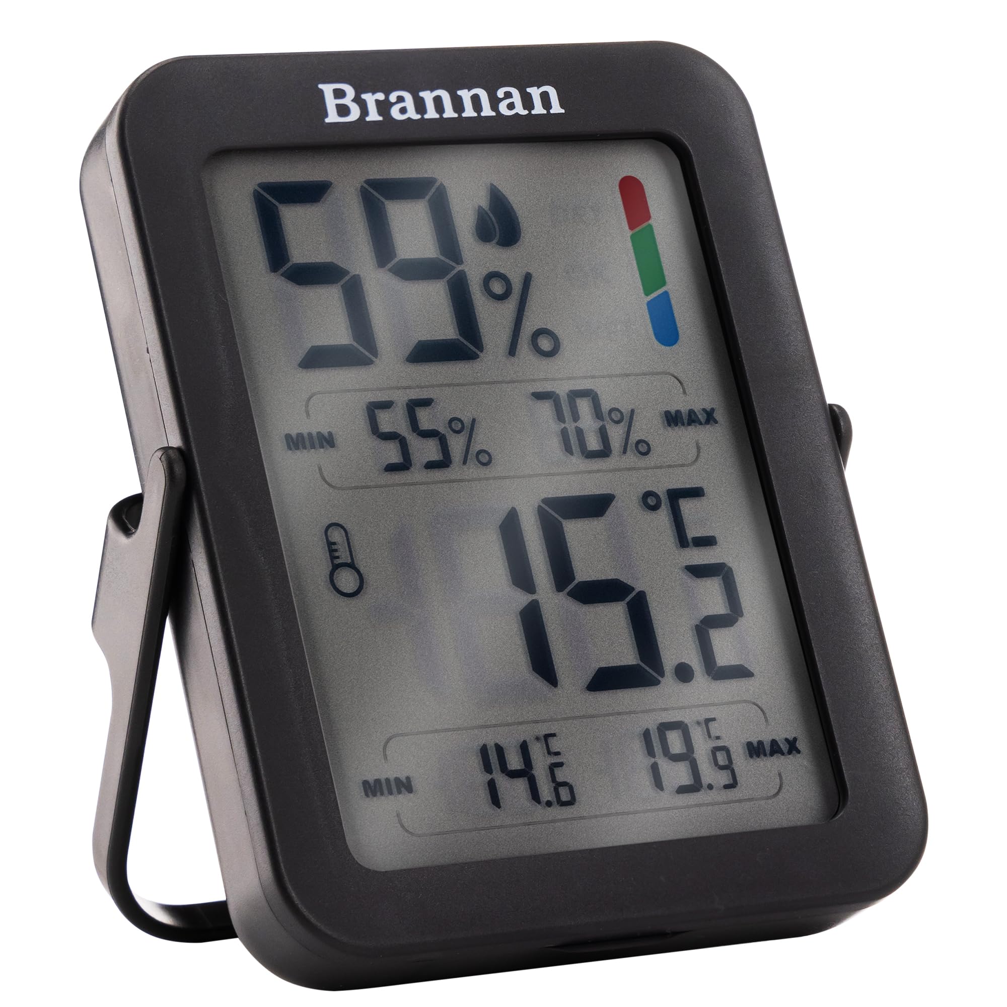 Brannan Max Min Thermometer Indoor Humidity Meter Hygrometer - Accurate Room Thermometer Maximum Minimum Recording Temperature Digital Display to Monitor House Home Office Nursery Greenhouse