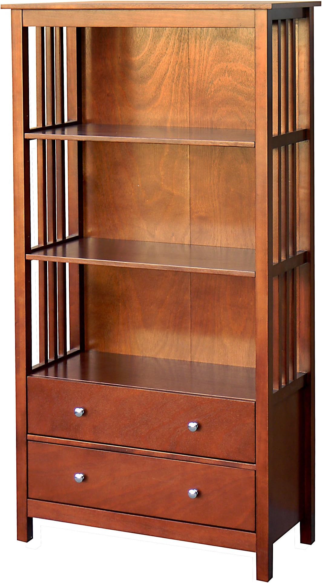 DonnieAnnie Company Hollydale Bookcase with 2 Drawers, Chestnut