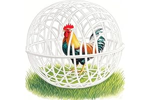 GENERIC Ball-Shaped Movable Chicken Coop, Rollable Round Chicken Cage Rolling Hutch, Pigeon Rabbits Duck Safe Walking Net, Chicken Safety Ball Cage for Pet Outdoor Farm Use (White, 30CM/11.81IN)