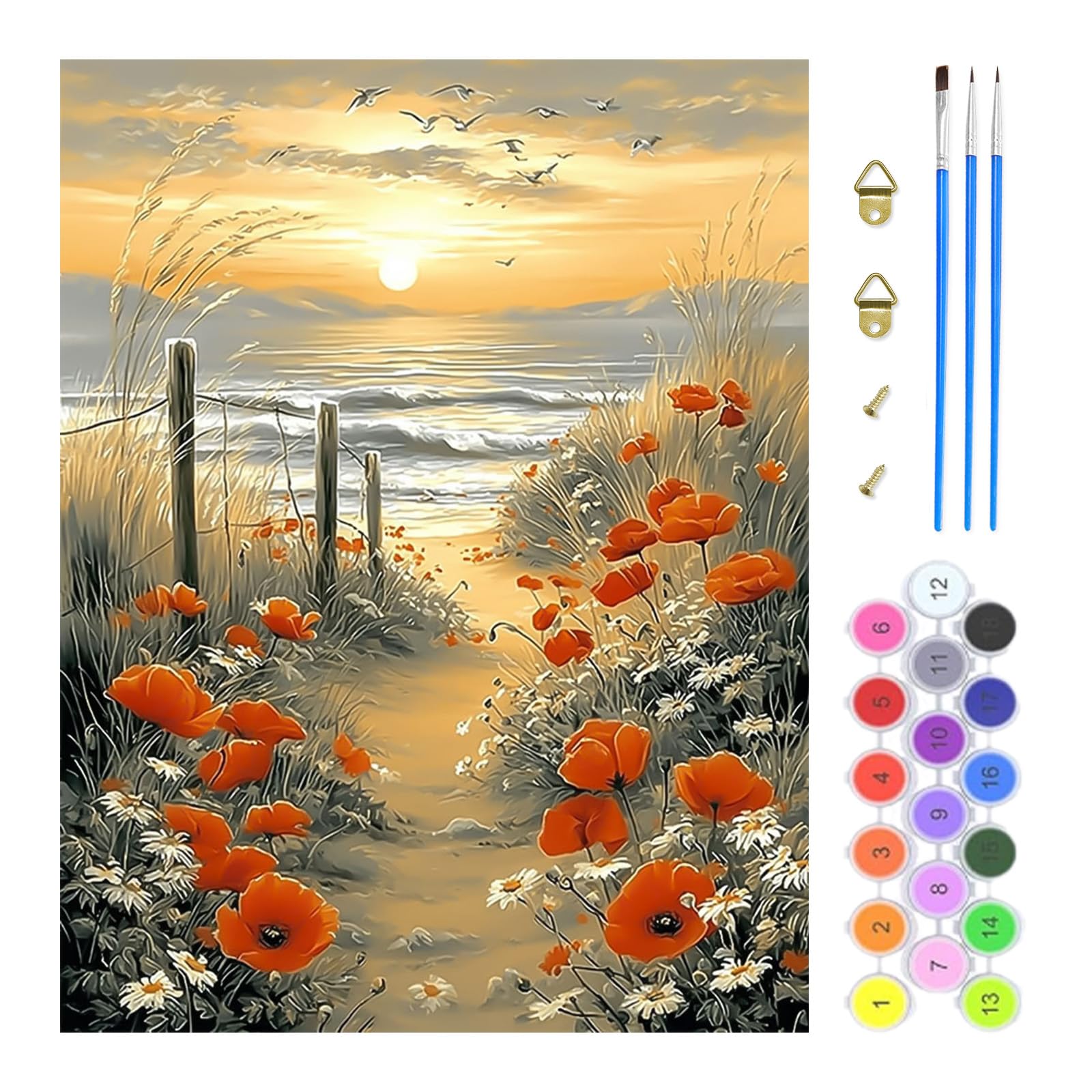 TOSTOG Paint by Numbers for Adults Oil Painting Kits for Adults Sand Dunes Painting by Number Kits for Beginners Sunrise for Home Decor(15.7×19.7inch)